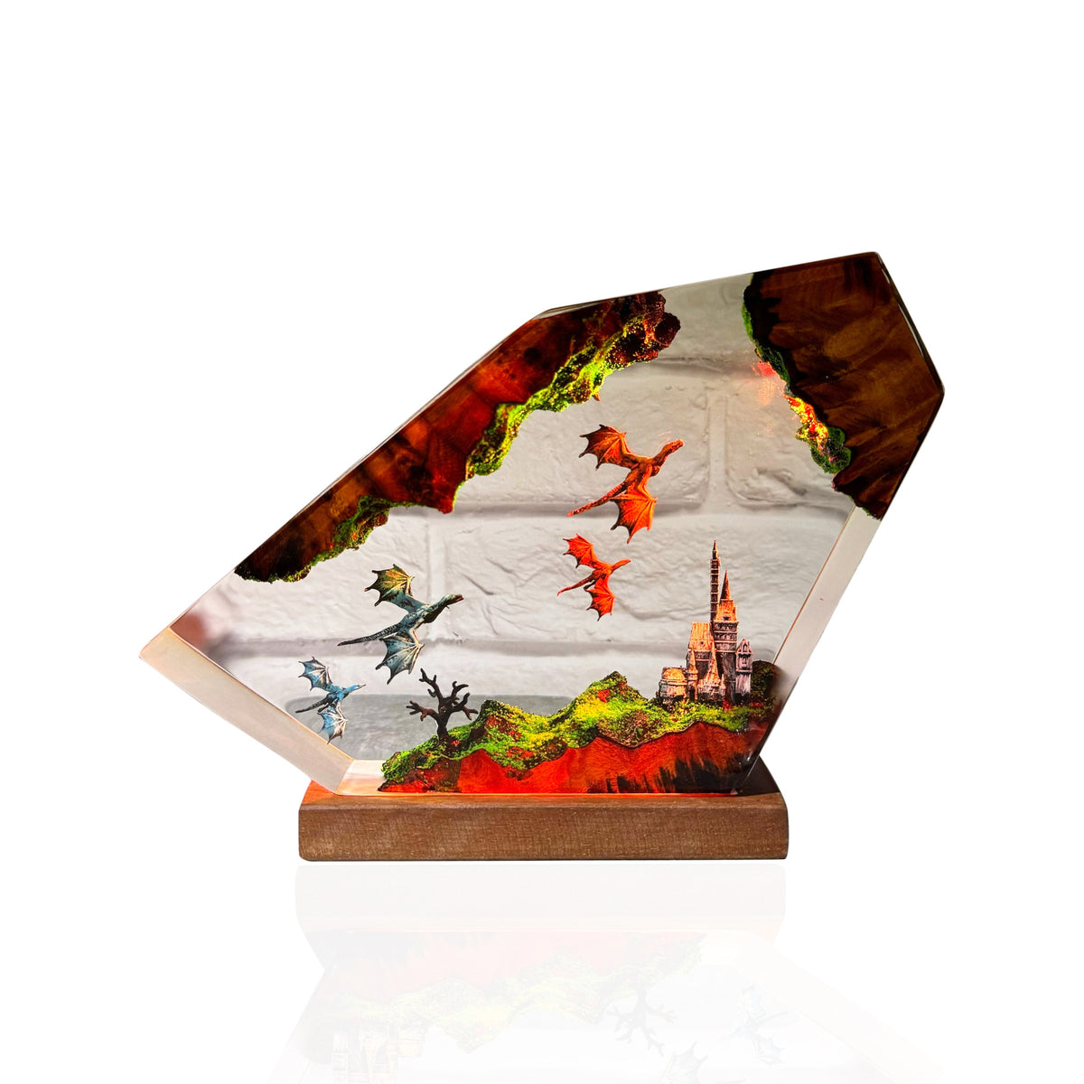 Flying Dragon Resin Night Light, Fire Dragon and Ice Dragon Resin Art Lamp, Craft Resin Gift, Exquisite Home Decoration