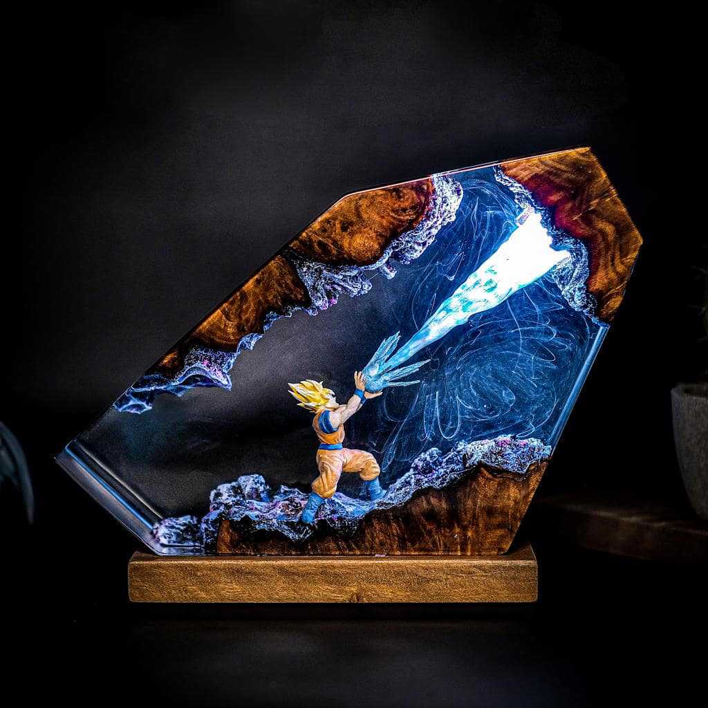 Cross-border e-commerce best-selling resin lamp, handmade Dragon Ball Son Goku resin lamp gift.