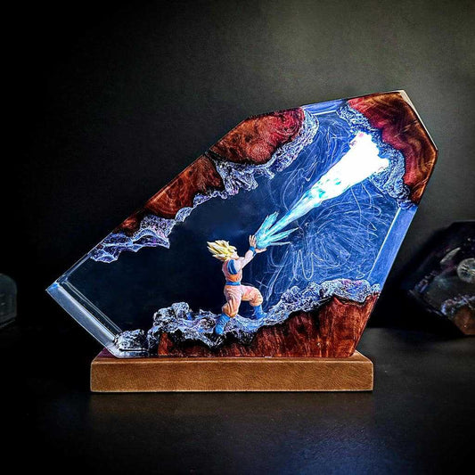 Cross-border e-commerce best-selling resin lamp, handmade Dragon Ball Son Goku resin lamp gift.