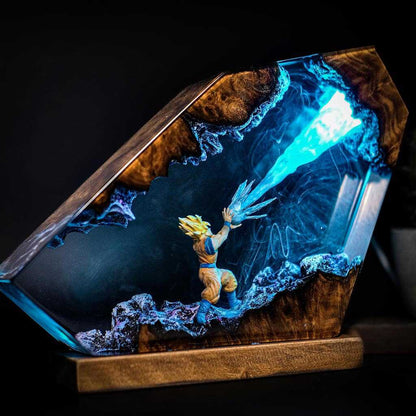 Cross-border e-commerce best-selling resin lamp, handmade Dragon Ball Son Goku resin lamp gift.