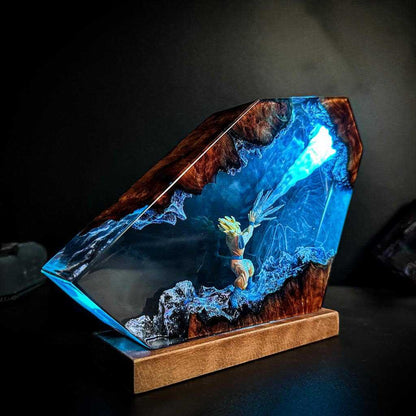 Cross-border e-commerce best-selling resin lamp, handmade Dragon Ball Son Goku resin lamp gift.
