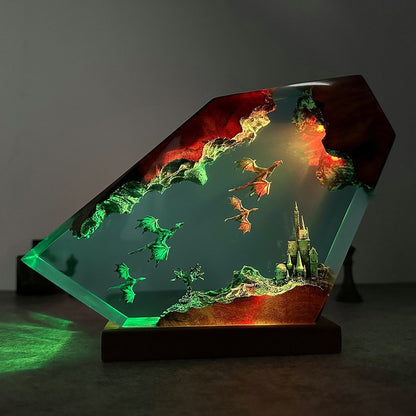 Flying Dragon Resin Night Light, Fire Dragon and Ice Dragon Resin Art Lamp, Craft Resin Gift, Exquisite Home Decoration
